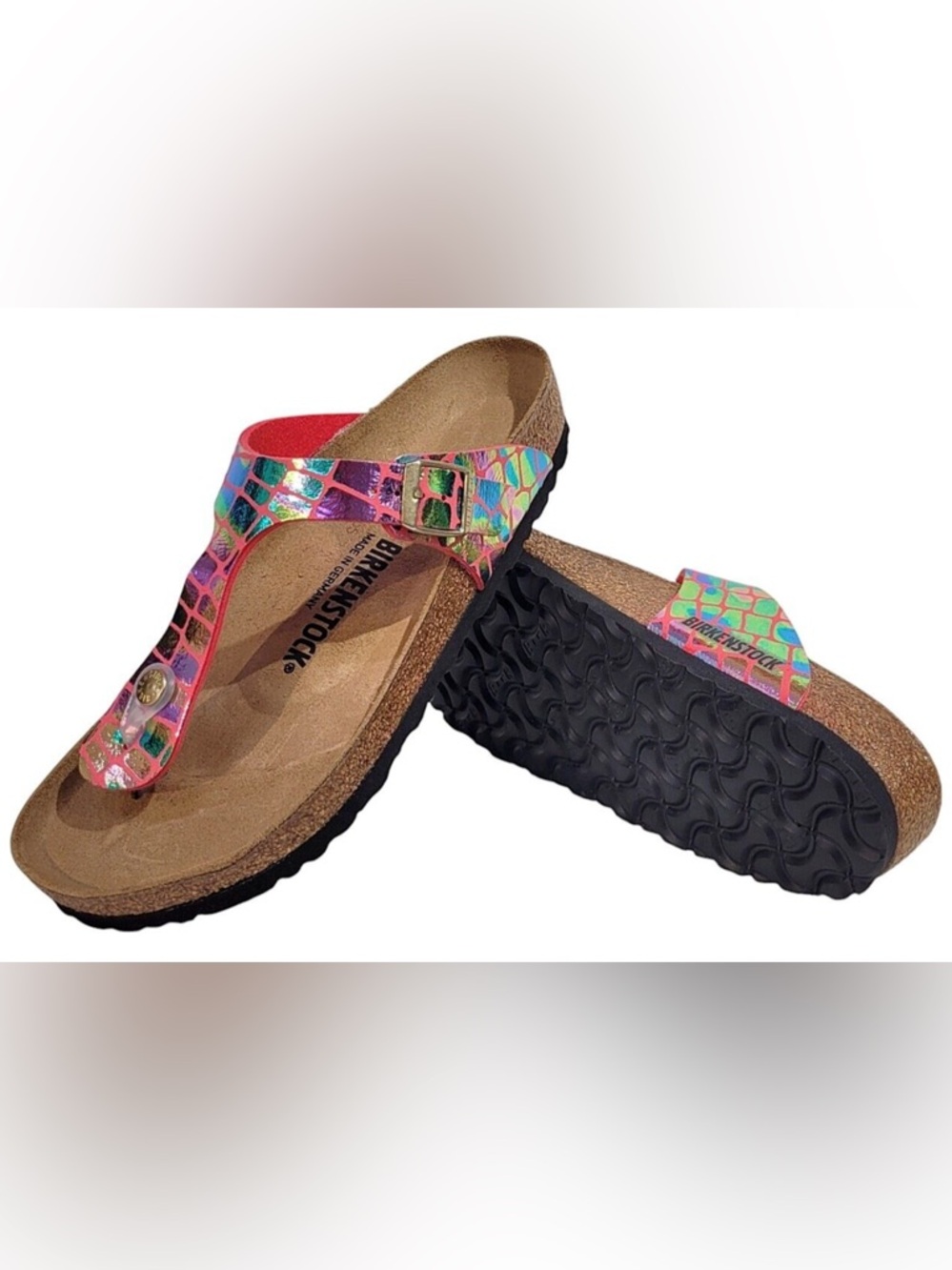 BIRKENSTOCK Gizeh Gator Gleam Raspberry Regular Width Women's